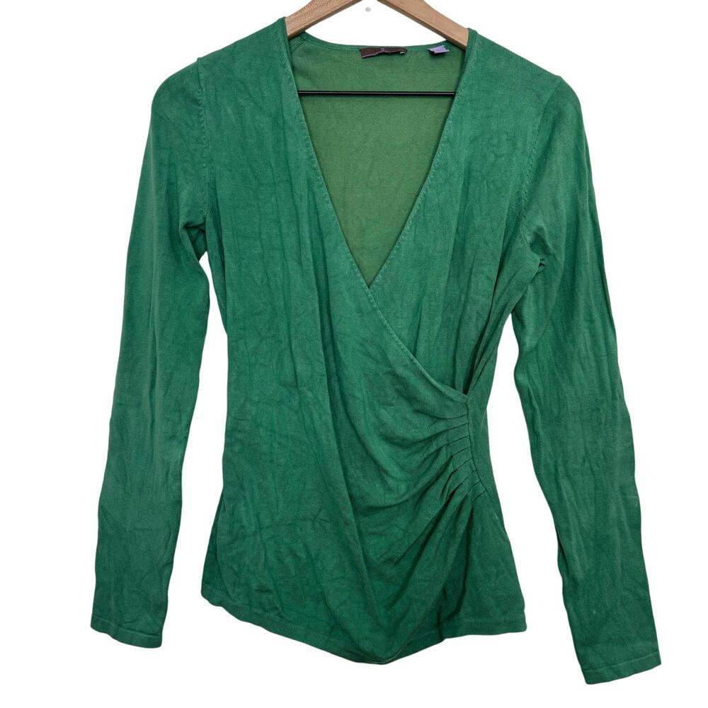 Cullen Emerald Green Silk Wrap Sweater Top Blouse Size Small